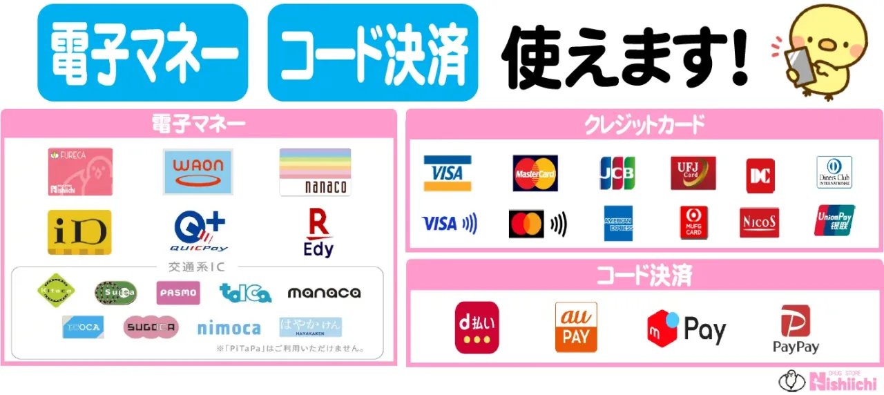 電子マネー・コード決済 使えます！